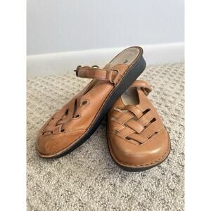 Alegria PG Lite Tan Brown Leather Fisherman Caged Clog Sandals FRE-647 Size 40 9